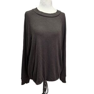 A New Day Grey Crew Neck Long Sleeve Sweater Tie Waist Size L